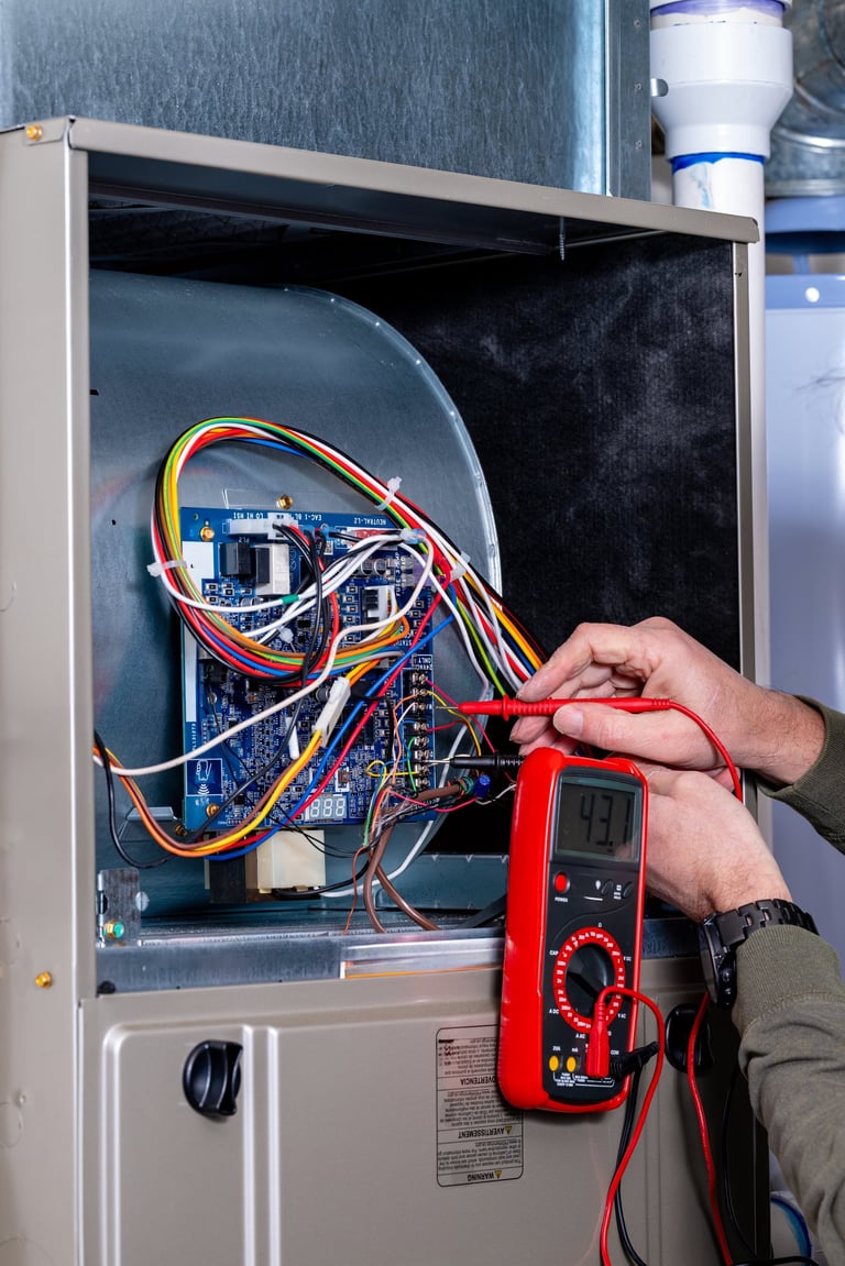 Volt meter used to check a broken furnace